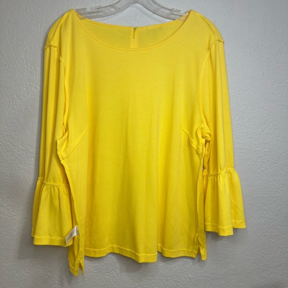 Talbots Yellow Ruffle Sleeve Top Size XL - Picture 13 of 15